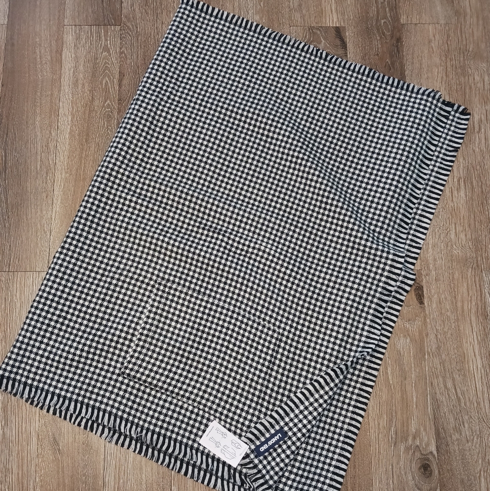 Lands' End Black and White Gingham Scarf/Wrap NWT